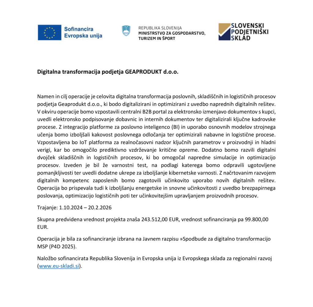 Digitalna transformacija podjetja GEAPRODUKT d.o.o.
